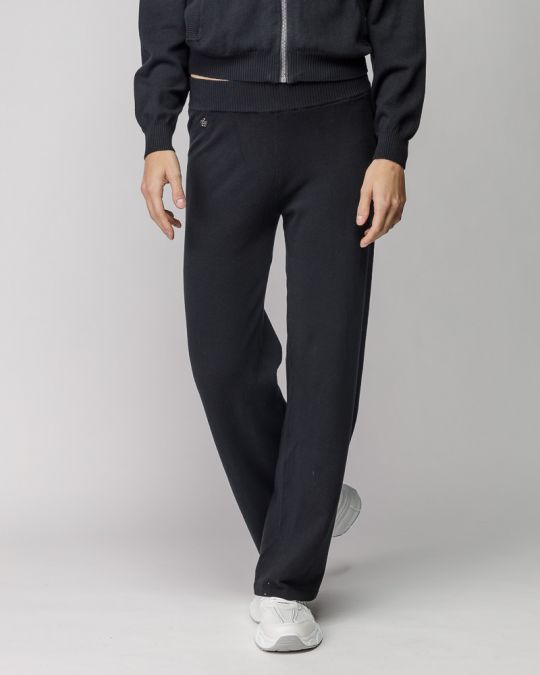BLACK WOMEN'S KNITTED PANTS 2D25FW1531LP1101