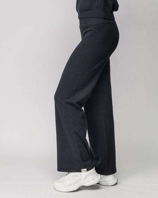 BLACK WOMEN'S KNITTED PANTS 2D25FW1531LP1101