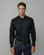 BLACK MEN'S POPLIN SHIRT