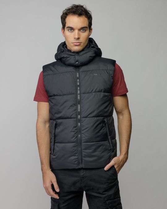 BLACK MEN'S HOODED VEST 1D25FW7002SL1600