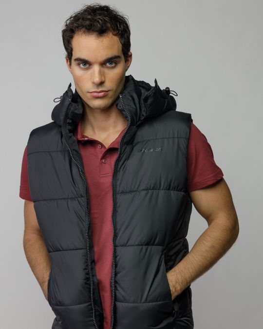 BLACK MEN'S HOODED VEST 1D25FW7002SL1600