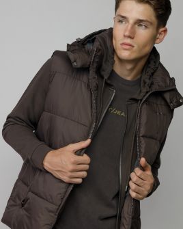 BROWN MEN'S HOODED VEST 1D25FW7002SL1600