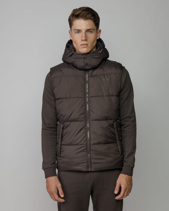 BROWN MEN'S HOODED VEST 1D25FW7002SL1600