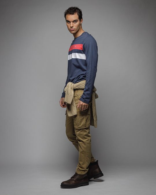 MULTICOLOR MEN'S LONG SLEEVE STRIPED T-SHIRT 1D25FW4009LS0105