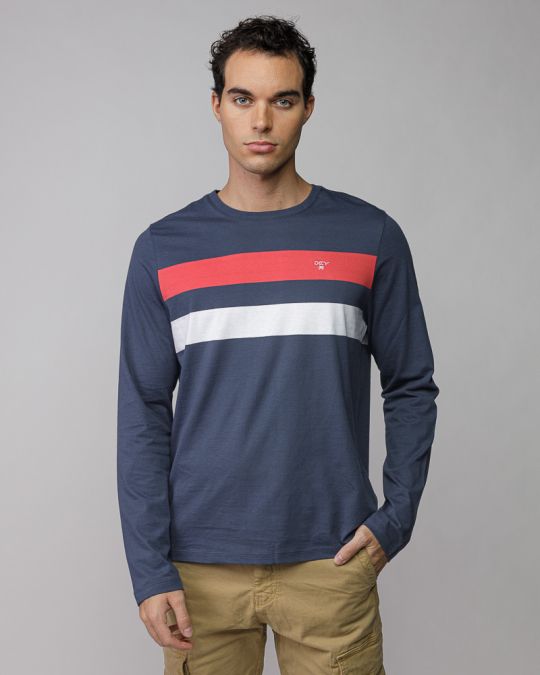 MULTICOLOR MEN'S LONG SLEEVE STRIPED T-SHIRT 1D25FW4009LS0105
