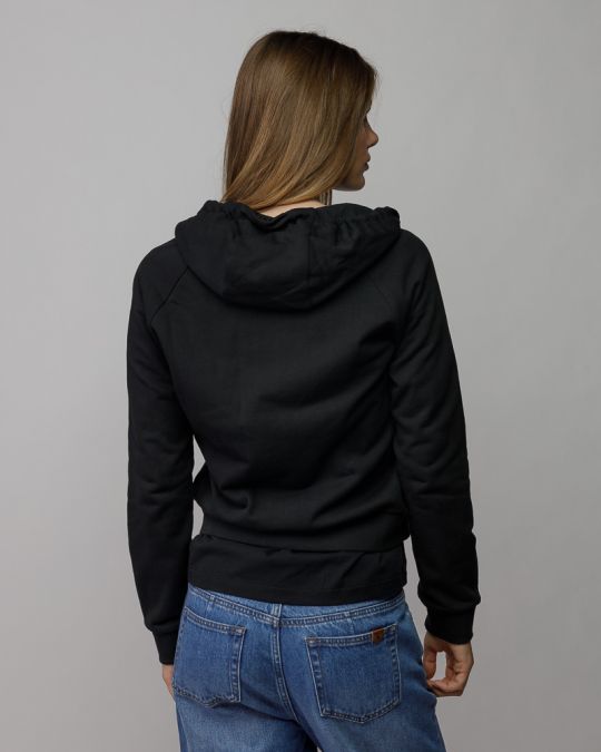 BLACK WOMEN'S HOODED ZIP SWEATER 2D25FW4588KA0705