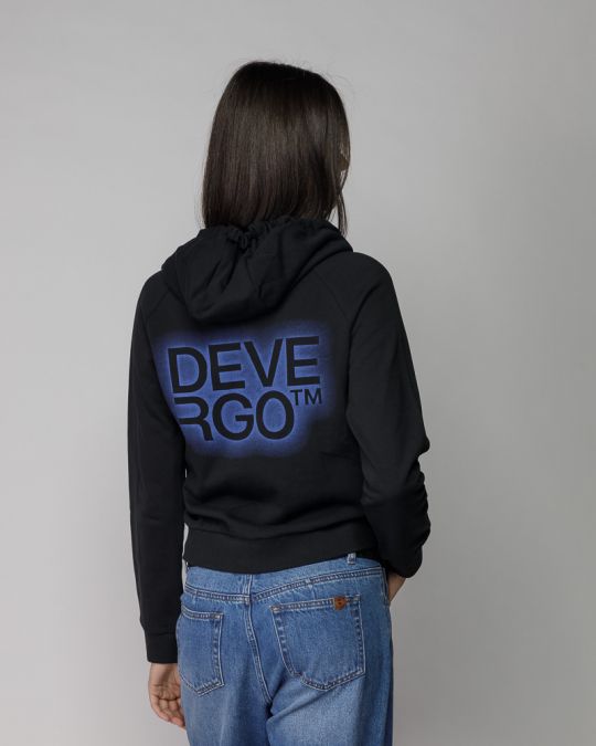 BLACK WOMEN'S HOODED ZIP SWEATER 2D25FW4588KA0705