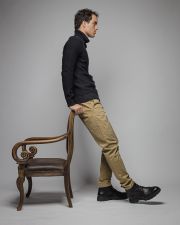 BLACK MEN'S KNITTED TURTLENECK SWEATER