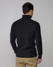BLACK MEN'S KNITTED TURTLENECK SWEATER