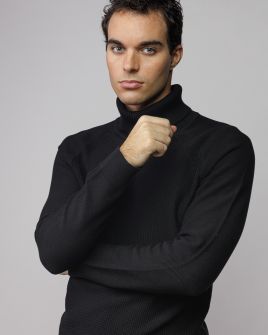 BLACK MEN'S KNITTED TURTLENECK SWEATER 1D25FW6017LS1101