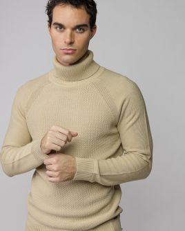 GREY MEN'S KNITTED TURTLENECK SWEATER 1D25FW6017LS1101