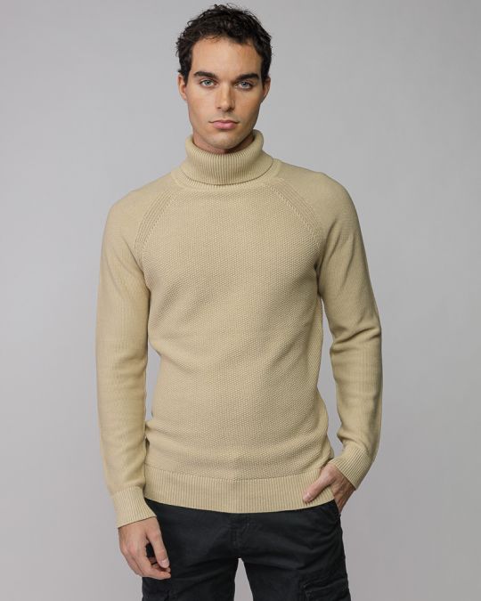 GREY MEN'S KNITTED TURTLENECK SWEATER 1D25FW6017LS1101