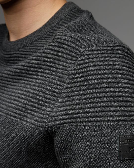 BLACK MEN'S KNITTED SWEATER 1D25FW6026LS1101