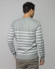 GREY MEN'S STRIPED KNITTED SWEATER