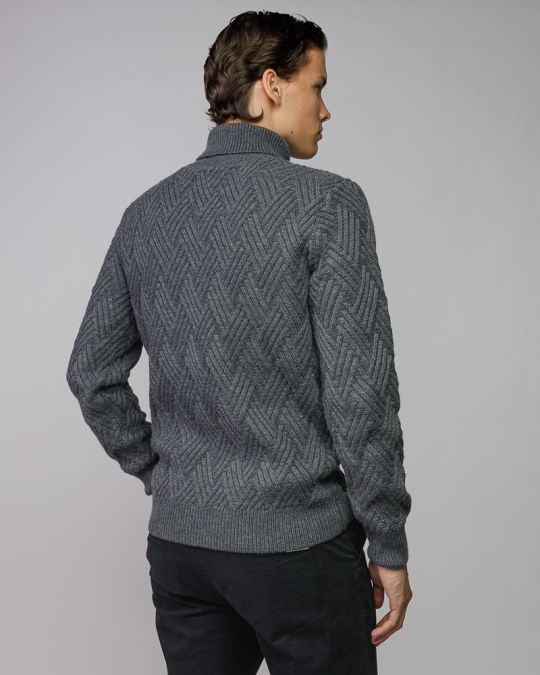 GREY MEN'S KNITTED TURTLENECK SWEATER 1D25FW6036LS1101