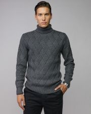 GREY MEN'S KNITTED TURTLENECK SWEATER