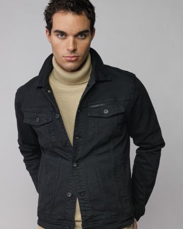 BLACK MEN'S DENIM JACKET 1D25FW7077KA6106