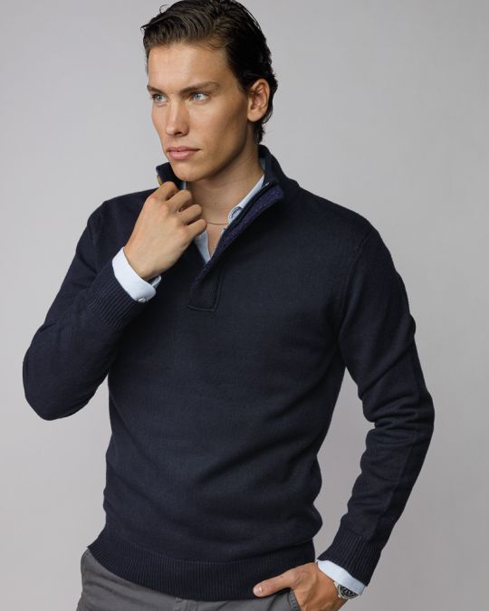 BLUE MEN'S KNITTED SWEATER 1D25FW6033LS1101