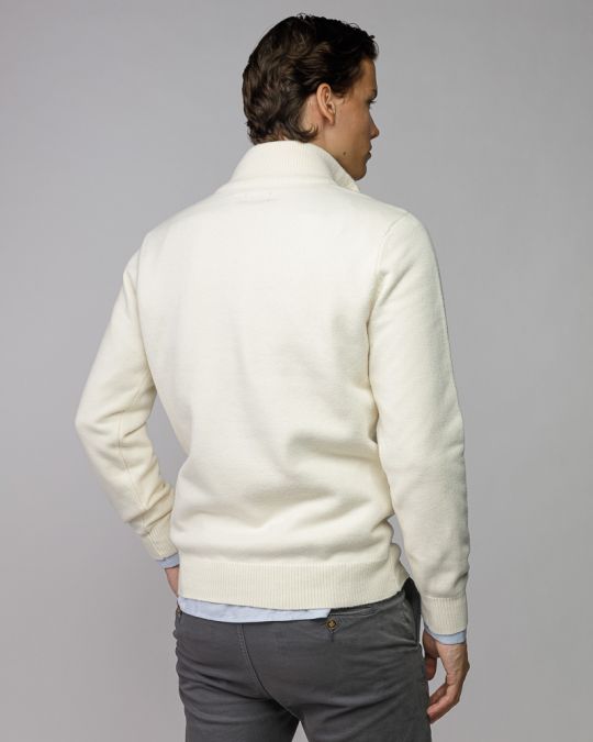WHITE MEN'S KNITTED SWEATER 1D25FW6033LS1101