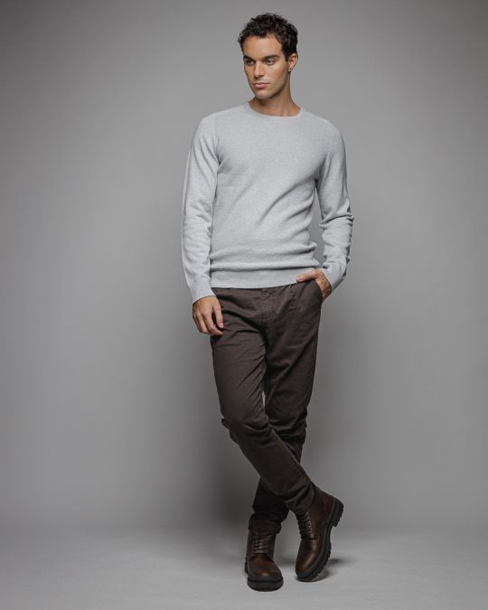 GREY MEN'S KNITTED SWEATER 1D25FW6016LS1101