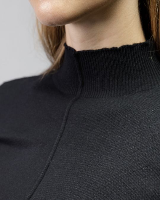 BLACK WOMEN'S KNITTED SWEATER 2D25FW6522LS1101