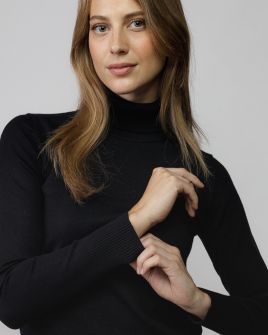 BLACK WOMEN'S KNITTED TURTLENECK SWEATER 2D25FW6540LS1101