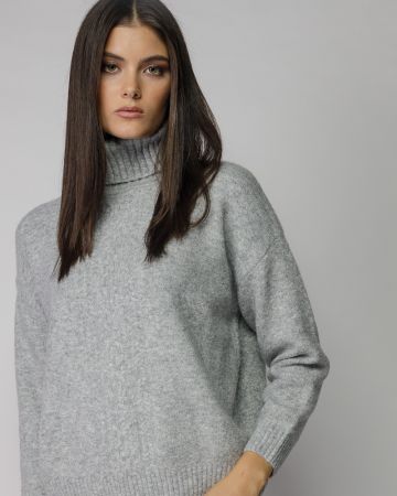 GREY WOMEN'S KNITTED SWEATER 2D25FW6551LS1101