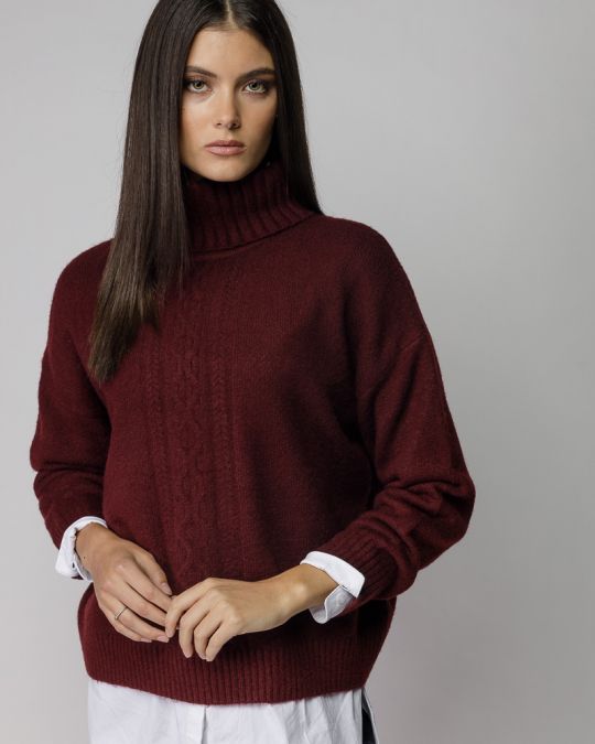 BORDEAUX WOMEN'S KNITTED SWEATER 2D25FW6551LS1101