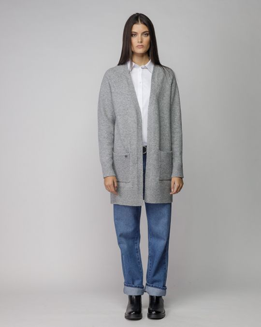 GREY WOMEN'S KNITTED CARDIGAN 2D25FW6553KA1101