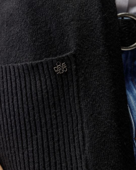 BLACK WOMEN'S KNITTED CARDIGAN 2D25FW6553KA1101