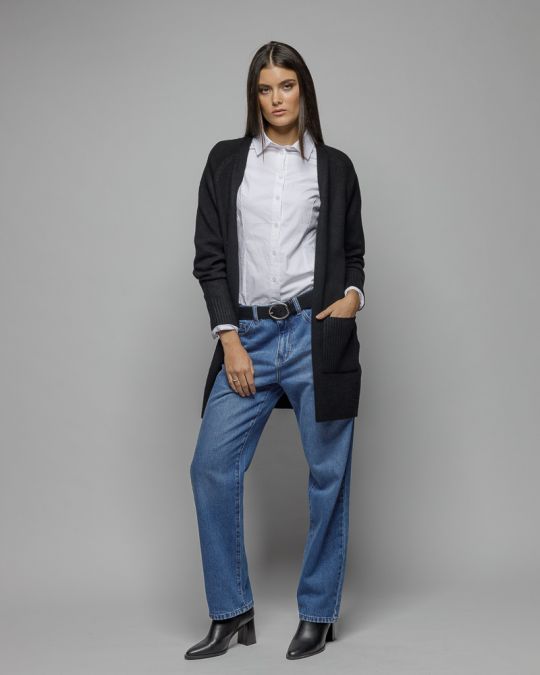 BLACK WOMEN'S KNITTED CARDIGAN 2D25FW6553KA1101