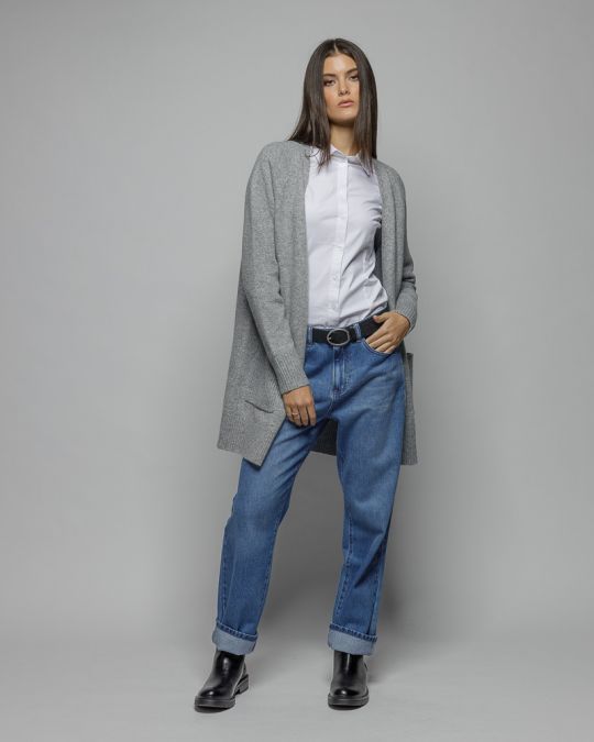 GREY WOMEN'S KNITTED CARDIGAN 2D25FW6553KA1101