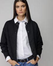 BLACK WOMEN'S KNITTED BUTTON CARDIGAN