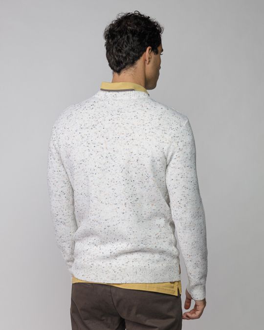 WHITE MEN'S KNITTED SWEATER 1D25FW6035LS1101