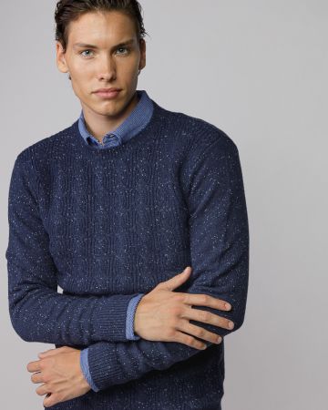 BLUE MEN'S KNITTED SWEATER 1D25FW6035LS1101