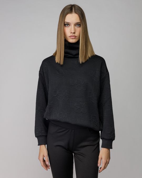 BLACK WOMEN'S JACQUARD SWEATER 2D25FW4596LS1201