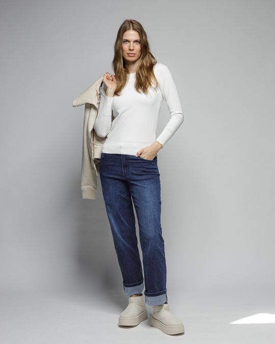 WHITE WOMEN'S KNITTED SWEATER 2D25FW6542LS1101