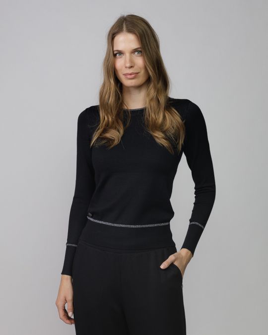 BLACK WOMEN'S KNITTED SWEATER 2D25FW6542LS1101