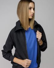 BLACK WOMEN'S ZIP JACQUARD SWEATER