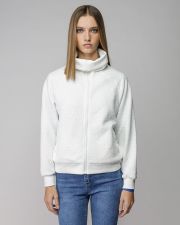 WHITE WOMEN'S ZIP JACQUARD SWEATER
