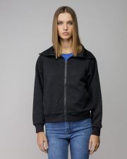 BLACK WOMEN'S ZIP JACQUARD SWEATER