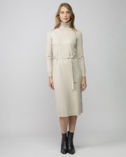 BEIGE WOMEN'S KNITTED DRESS
