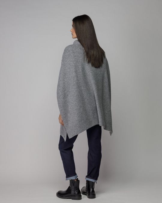 GREY WOMEN'S KNITTED PONCHO 2D25FW6568SL1101