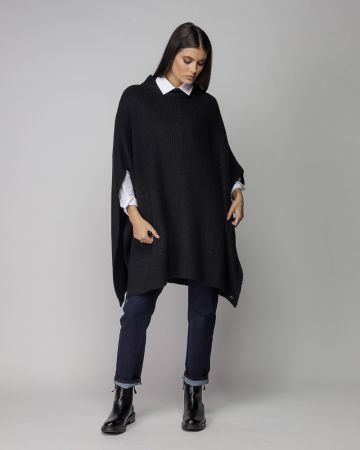 BLACK WOMEN'S KNITTED PONCHO 2D25FW6568SL1101