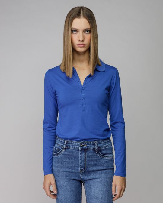 BLUE WOMEN'S LONG SLEEVE POLO SHIRT 2D25FW4566LS0205
