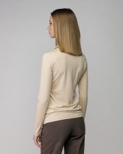 BEIGE WOMEN'S LONG SLEEVE POLO SHIRT