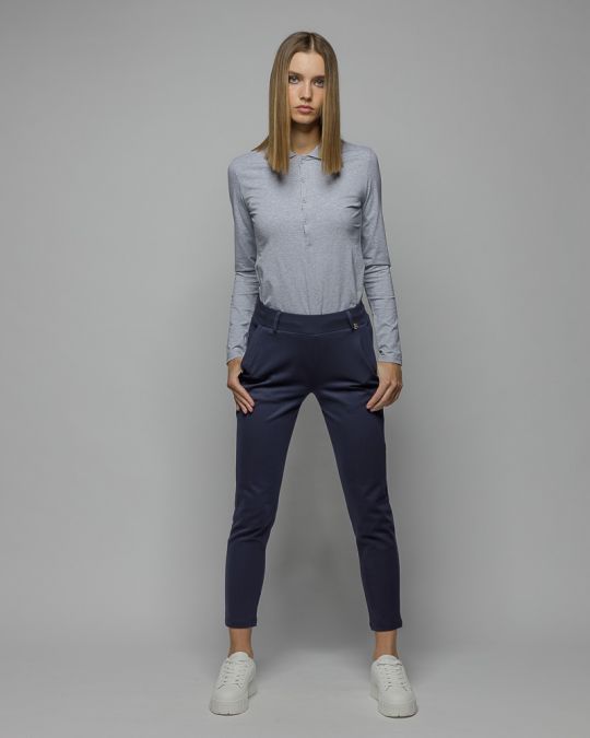 GREY WOMEN'S LONG SLEEVE POLO SHIRT 2D25FW4566LS0205