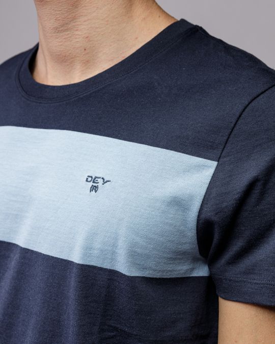 BLUE MEN'S STRIPED SHORT SLEEVE T-SHIRT 1D25FW4056SS0105