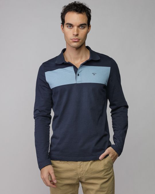 BLUE MEN'S LONG SLEEVE POLO SHIRT 1D25FW4007LS0105