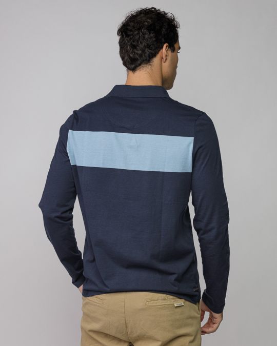 BLUE MEN'S LONG SLEEVE POLO SHIRT 1D25FW4007LS0105